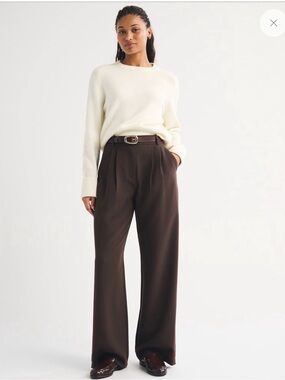 Wide-Leg High-Waist Pants in Dark Brown